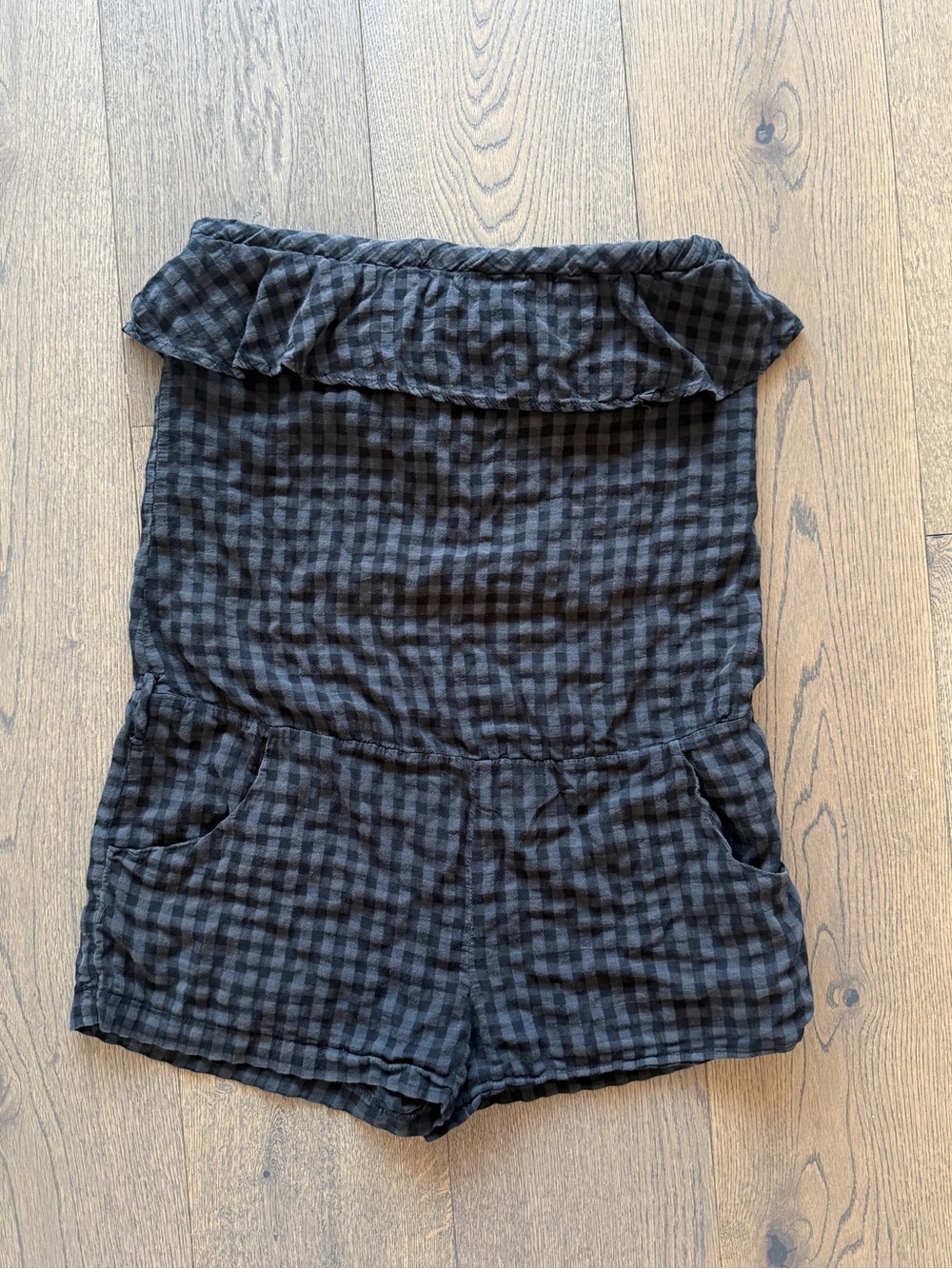 Strapless gingham romper, size M
